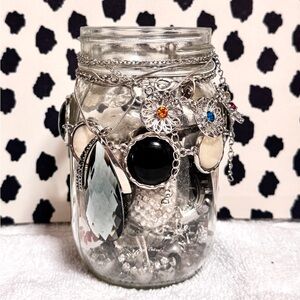 Silver and Black Jewelry Jar